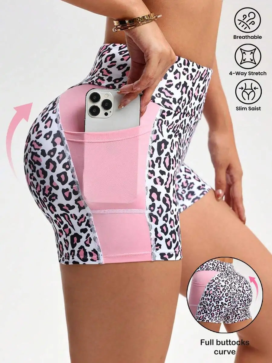 Leopard Print Yoga Shorts