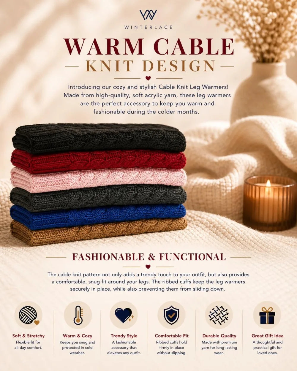 6-Pair Knit Leg Warmers
