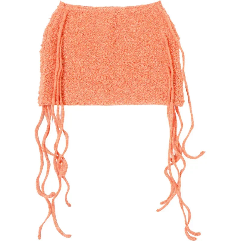 Hip-Hugging Tassel Mini Skirt