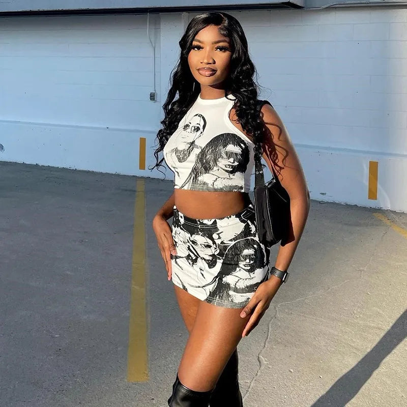 Sleeveless Crop Top & Mini Skirt Set