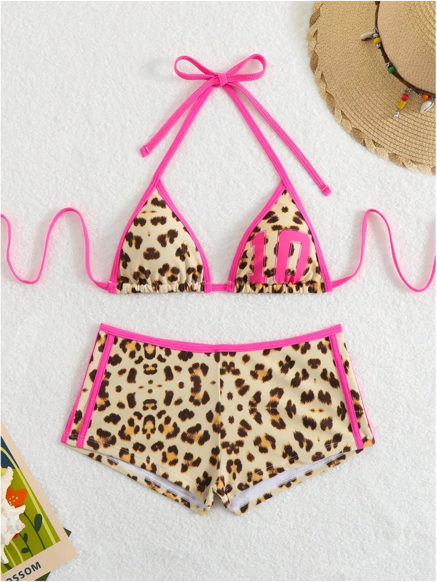 Leopard Bikini + Shorts Set