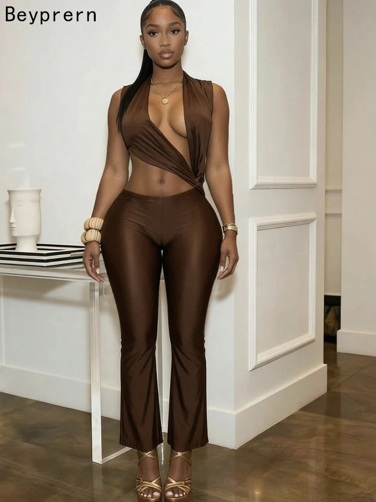 Mocha Muse Backless Jumpsuit