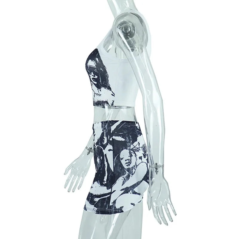 Sleeveless Crop Top & Mini Skirt Set