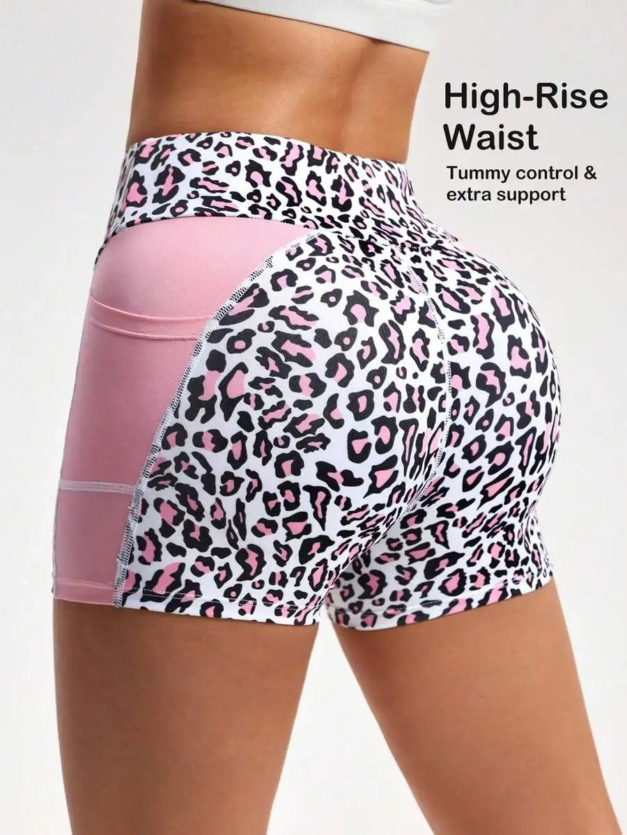 Leopard Print Yoga Shorts
