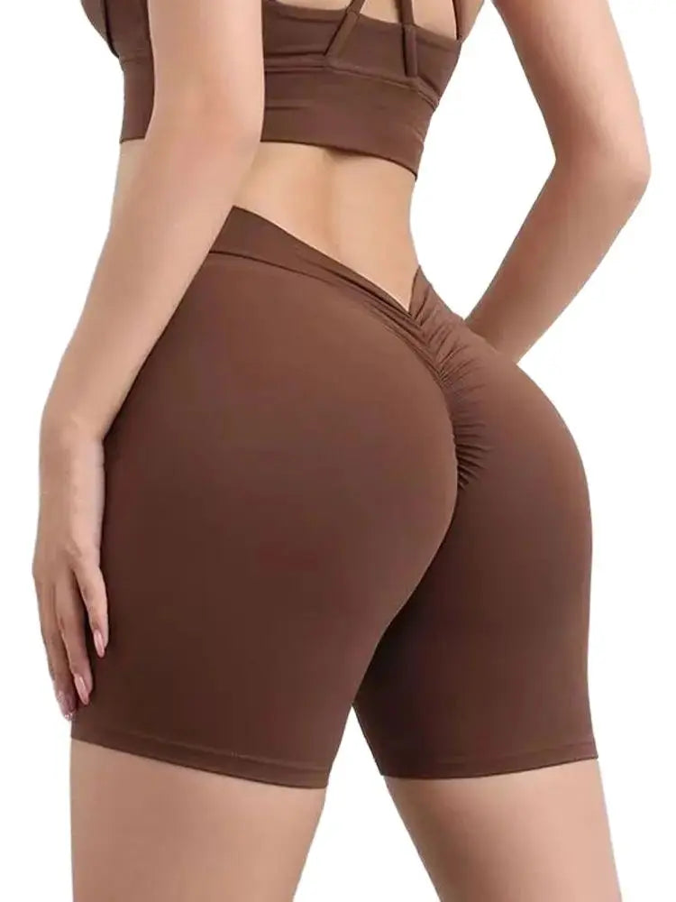 Deep V High-Waist Yoga Shorts