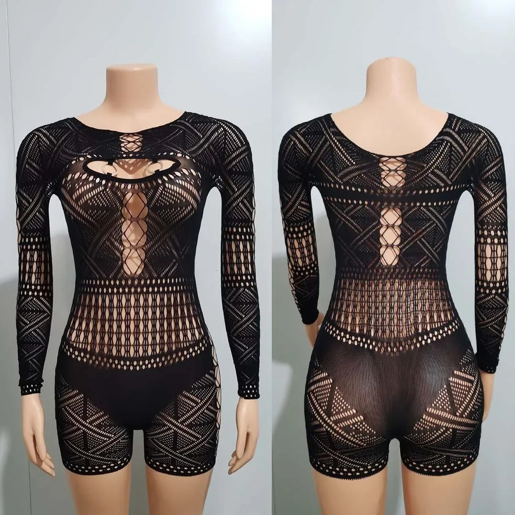 Sheer Sculpt Long Sleeve Romper