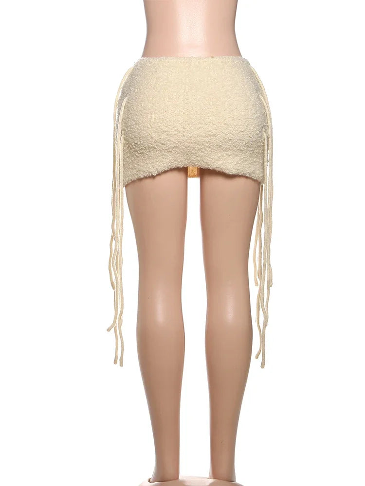 Slim Fit Tassel Hem Mini Skirt