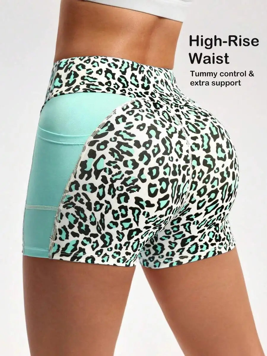 Leopard Print Yoga Shorts