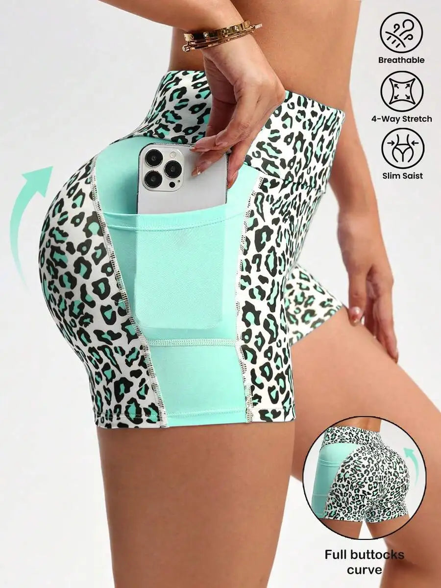 Leopard Print Yoga Shorts