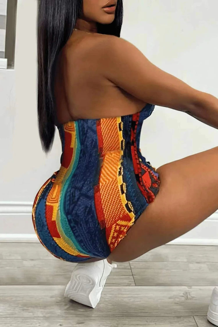 Spaghetti Strap Contrast Color Playsuit