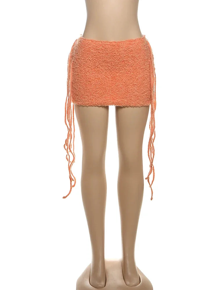 Slim Fit Tassel Hem Mini Skirt