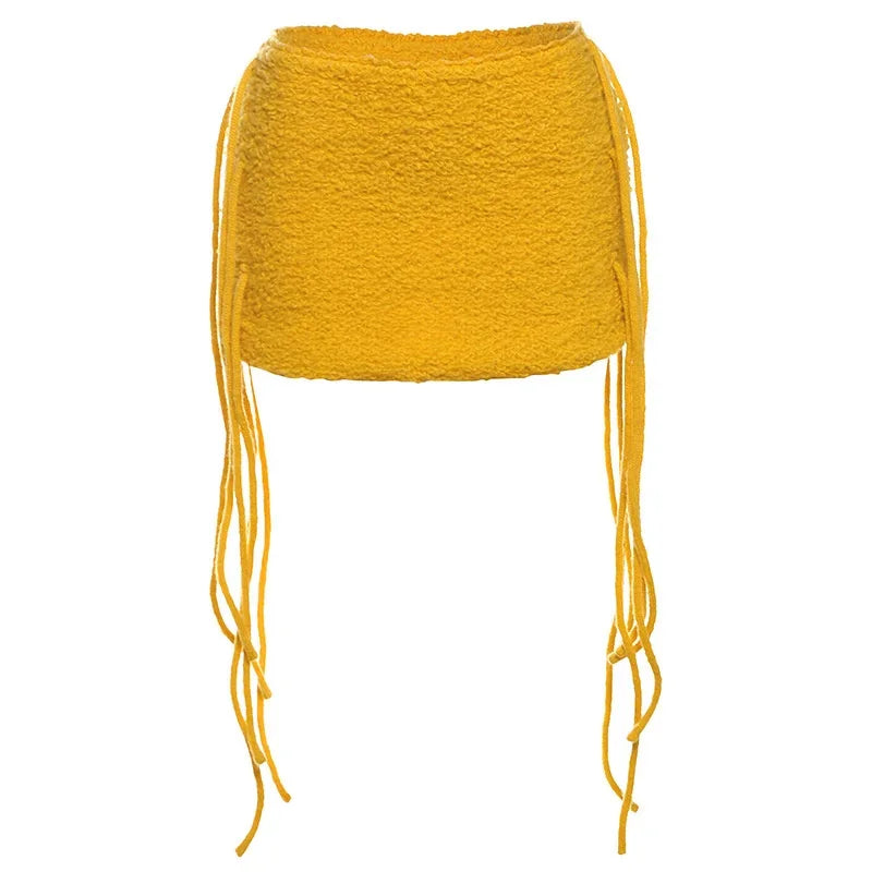 Hip-Hugging Tassel Mini Skirt
