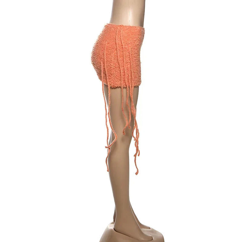 Hip-Hugging Tassel Mini Skirt
