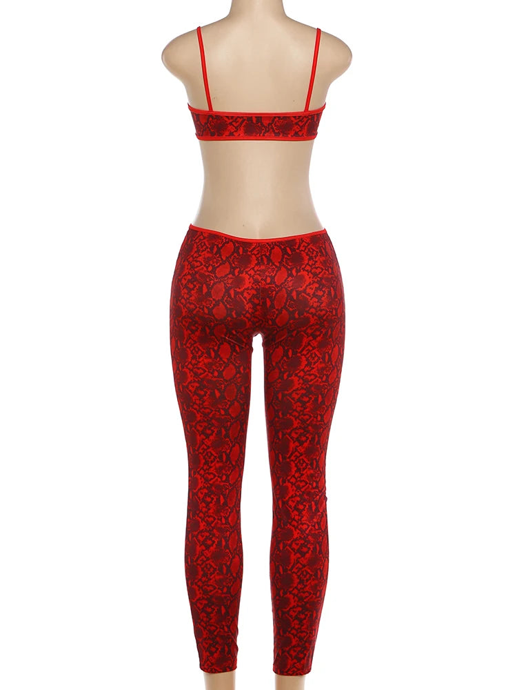Snake Print Backless Skinny Jumpsuit