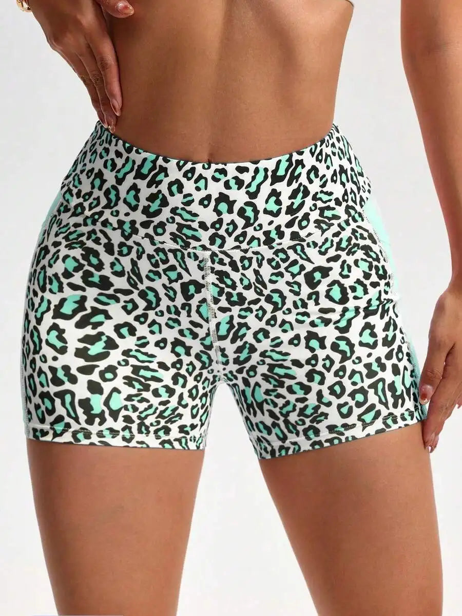Leopard Print Yoga Shorts