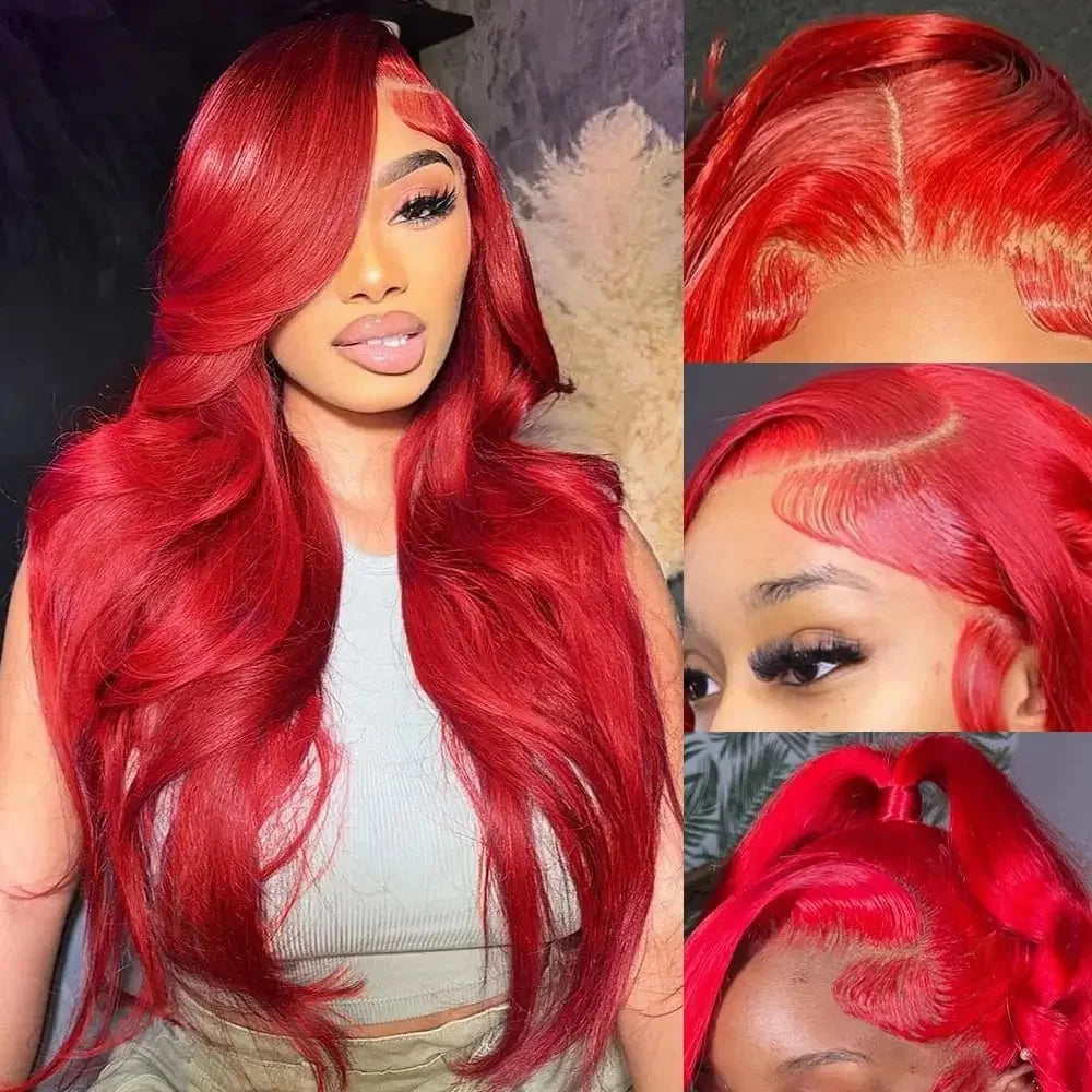 Red Body Wave HD Lace Wig – Brazilian Human Hair (13x6 / 13x4