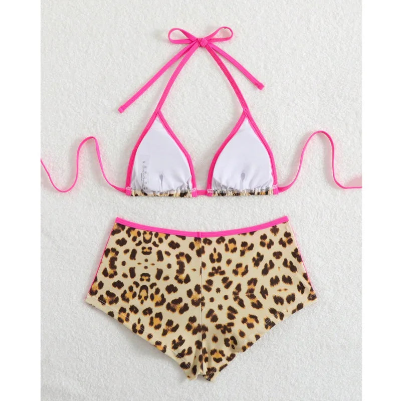 Leopard Bikini + Shorts Set