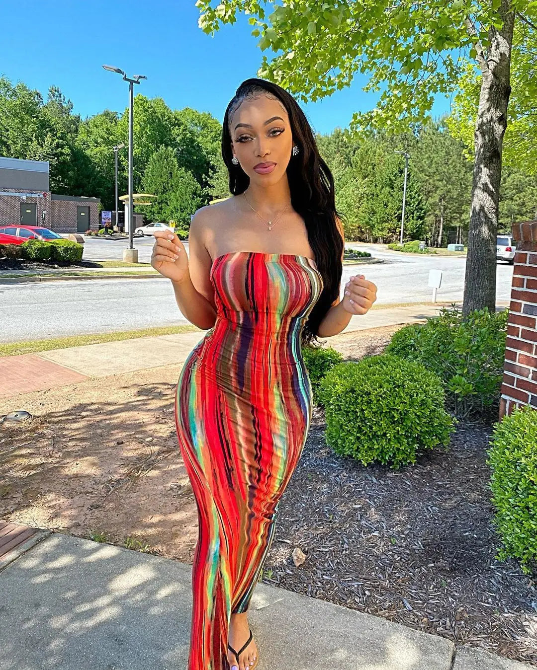 Off-Shoulder Curve Fit Long Dress