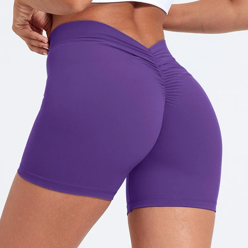 Deep V High-Waist Yoga Shorts