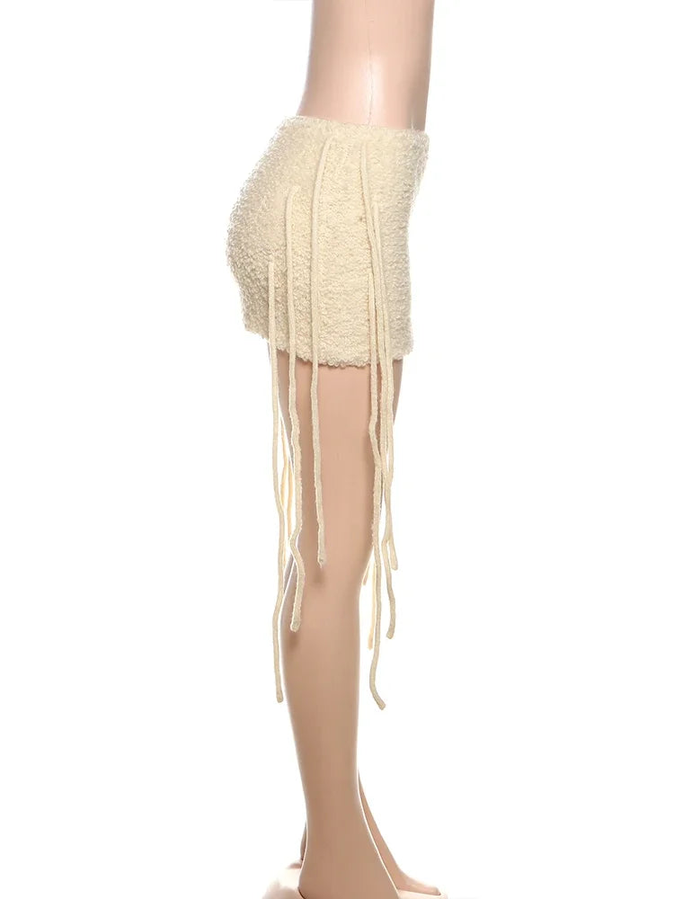 Slim Fit Tassel Hem Mini Skirt