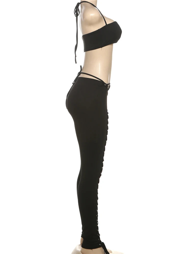 Midnight Curve Halter Set
