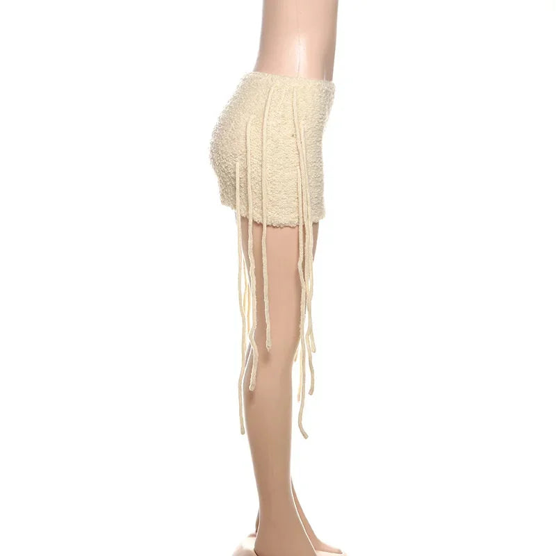 Hip-Hugging Tassel Mini Skirt