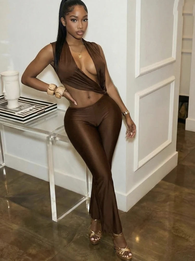 Mocha Muse Backless Jumpsuit