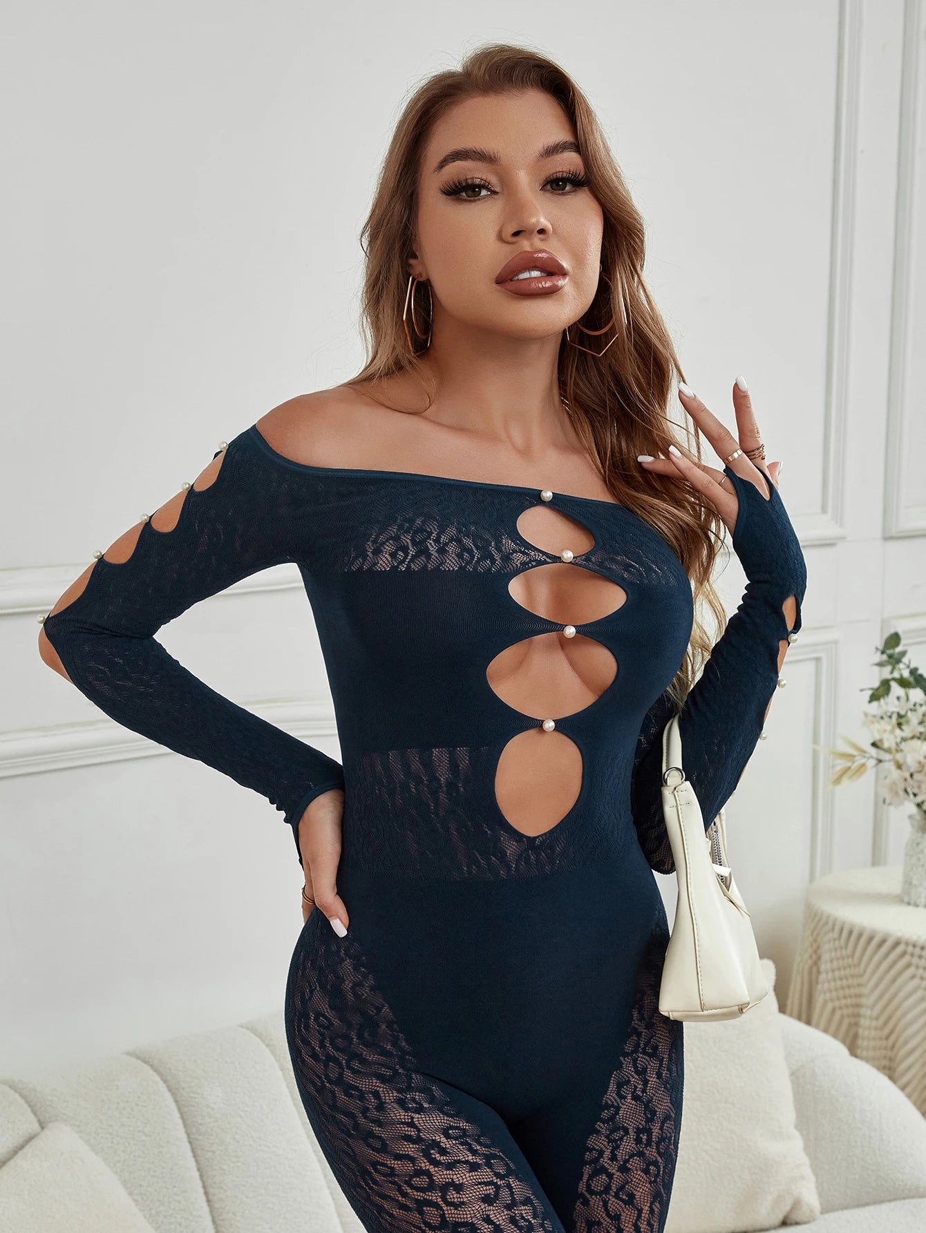 Women's Sheer Mesh Short Sleeve Jumpsuit