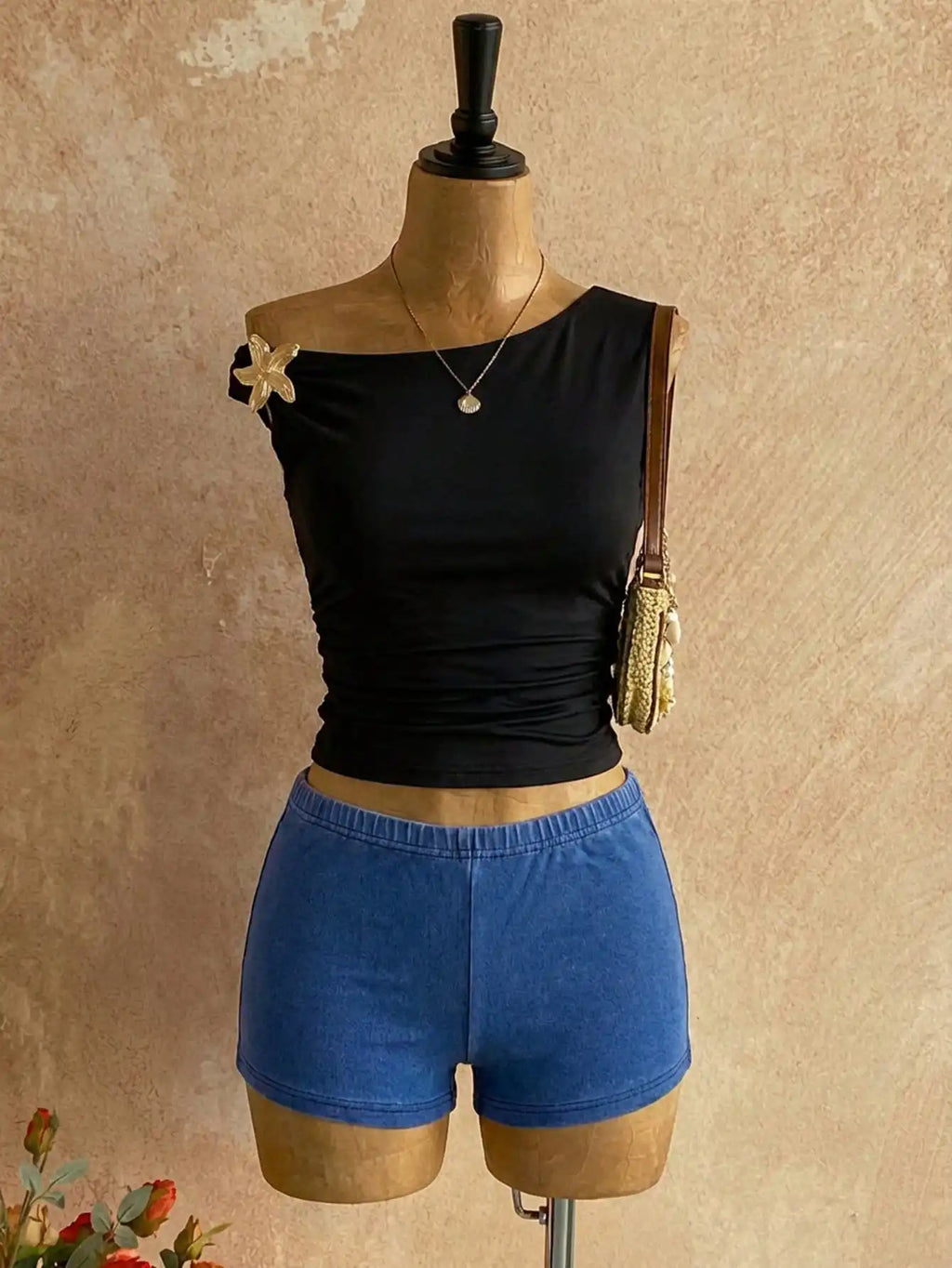 Brown Fuzzy Knit Two-Piece Outfit for Women