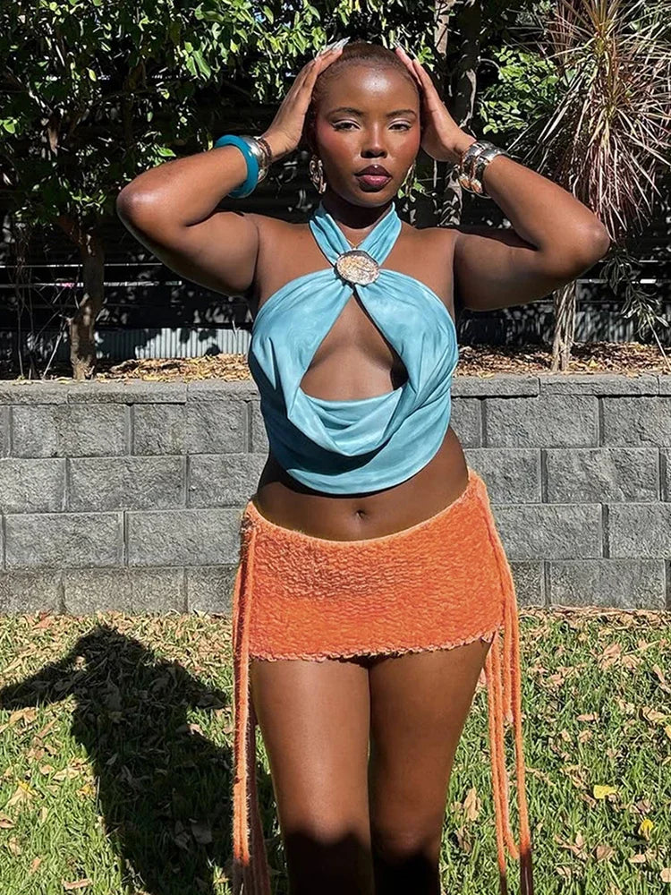 Slim Fit Tassel Hem Mini Skirt
