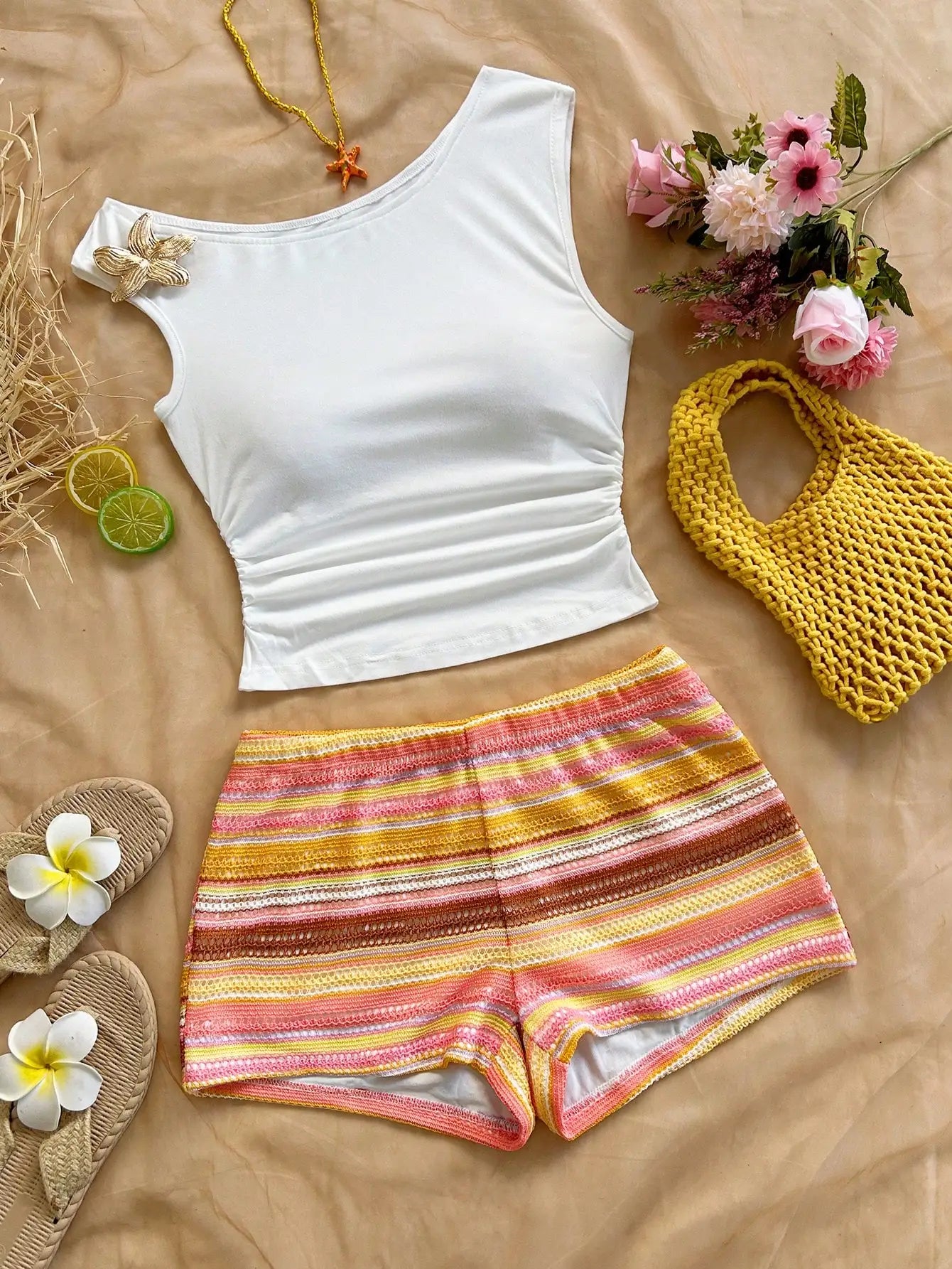 Brown Fuzzy Knit Two-Piece Outfit for Women