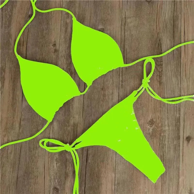 Adjustable Strap Bikini Swimsuit Three-Point Temptation Multi-Color with Chest Pad Milk Silk Polyester Fabric One Size Fits All