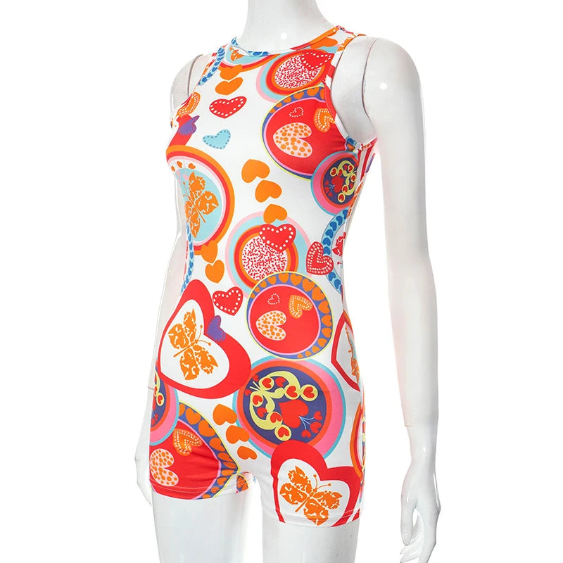 O-Neck Backless Butterfly Bodycon Playsuit