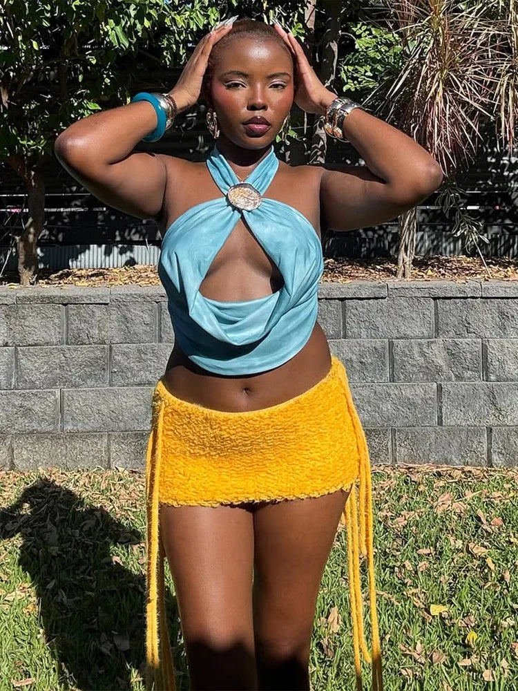 Slim Fit Tassel Hem Mini Skirt