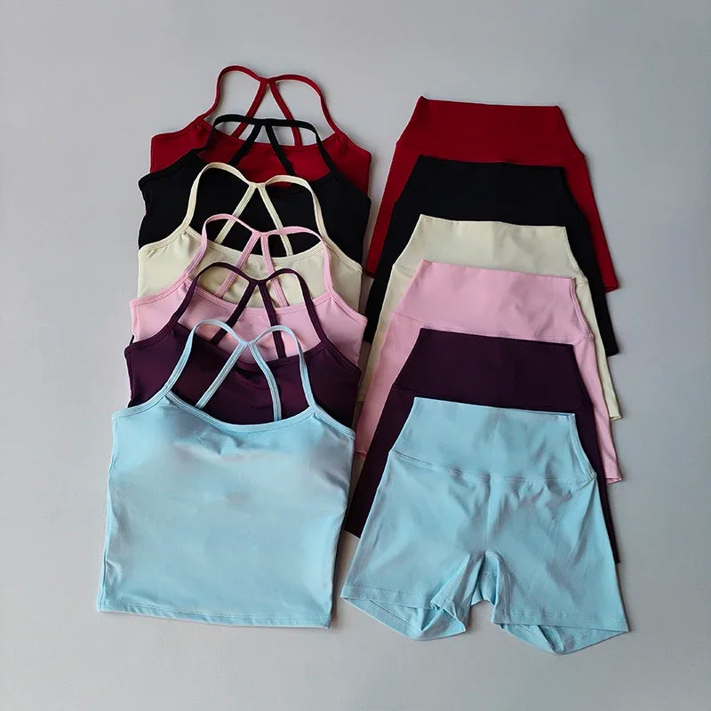 Ribbed Halter Top & Shorts Set