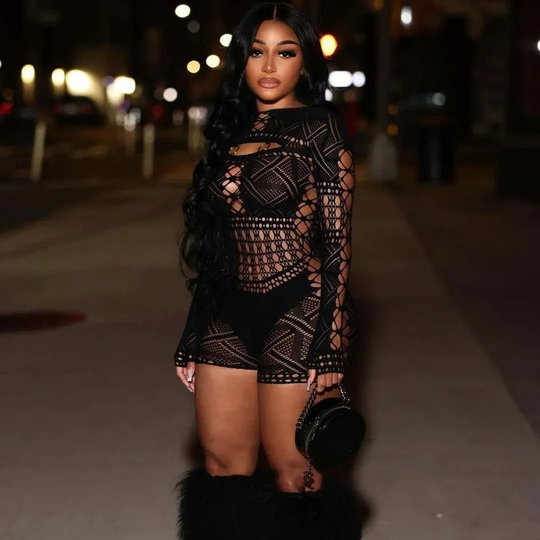 Sheer Sculpt Long Sleeve Romper