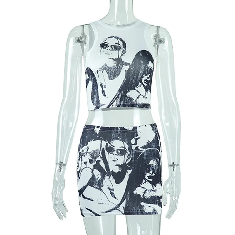 Sleeveless Crop Top & Mini Skirt Set