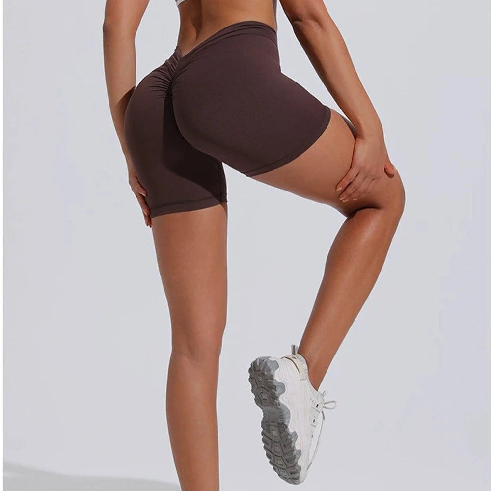 Deep V High-Waist Yoga Shorts