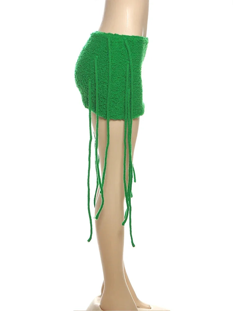 Slim Fit Tassel Hem Mini Skirt