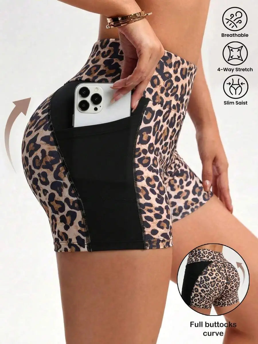 Leopard Print Yoga Shorts