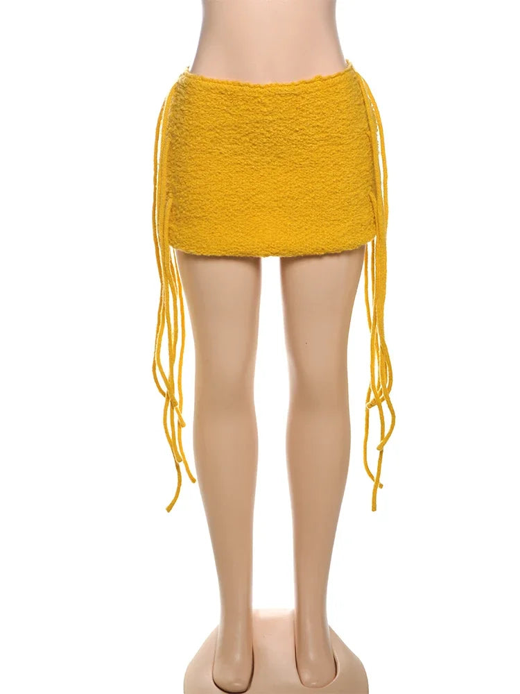 Slim Fit Tassel Hem Mini Skirt