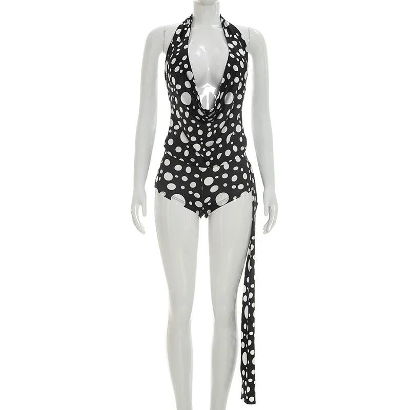 Ruched Lace-Up Crop Top & Fitted Shorts Set