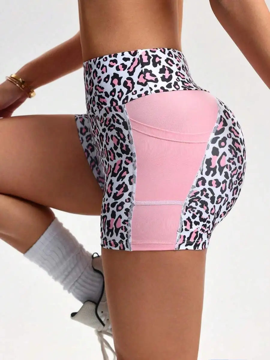 Leopard Print Yoga Shorts