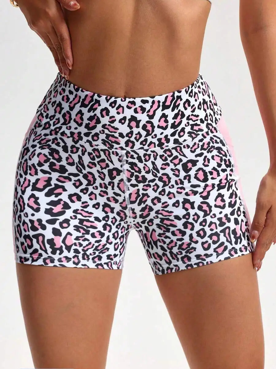 Leopard Print Yoga Shorts