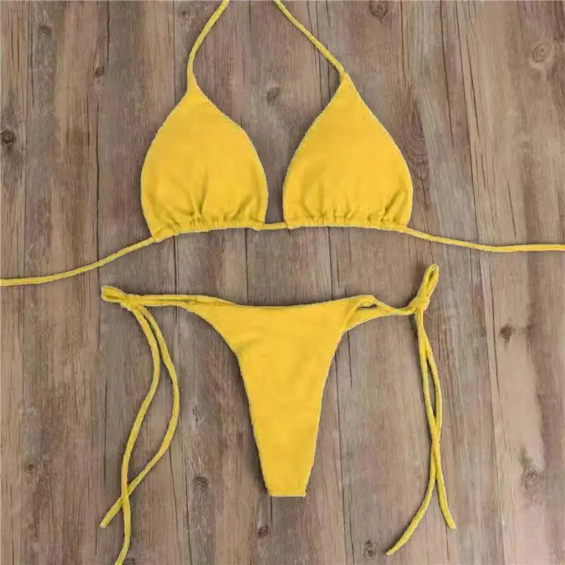 Adjustable Strap Bikini Swimsuit Three-Point Temptation Multi-Color with Chest Pad Milk Silk Polyester Fabric One Size Fits All