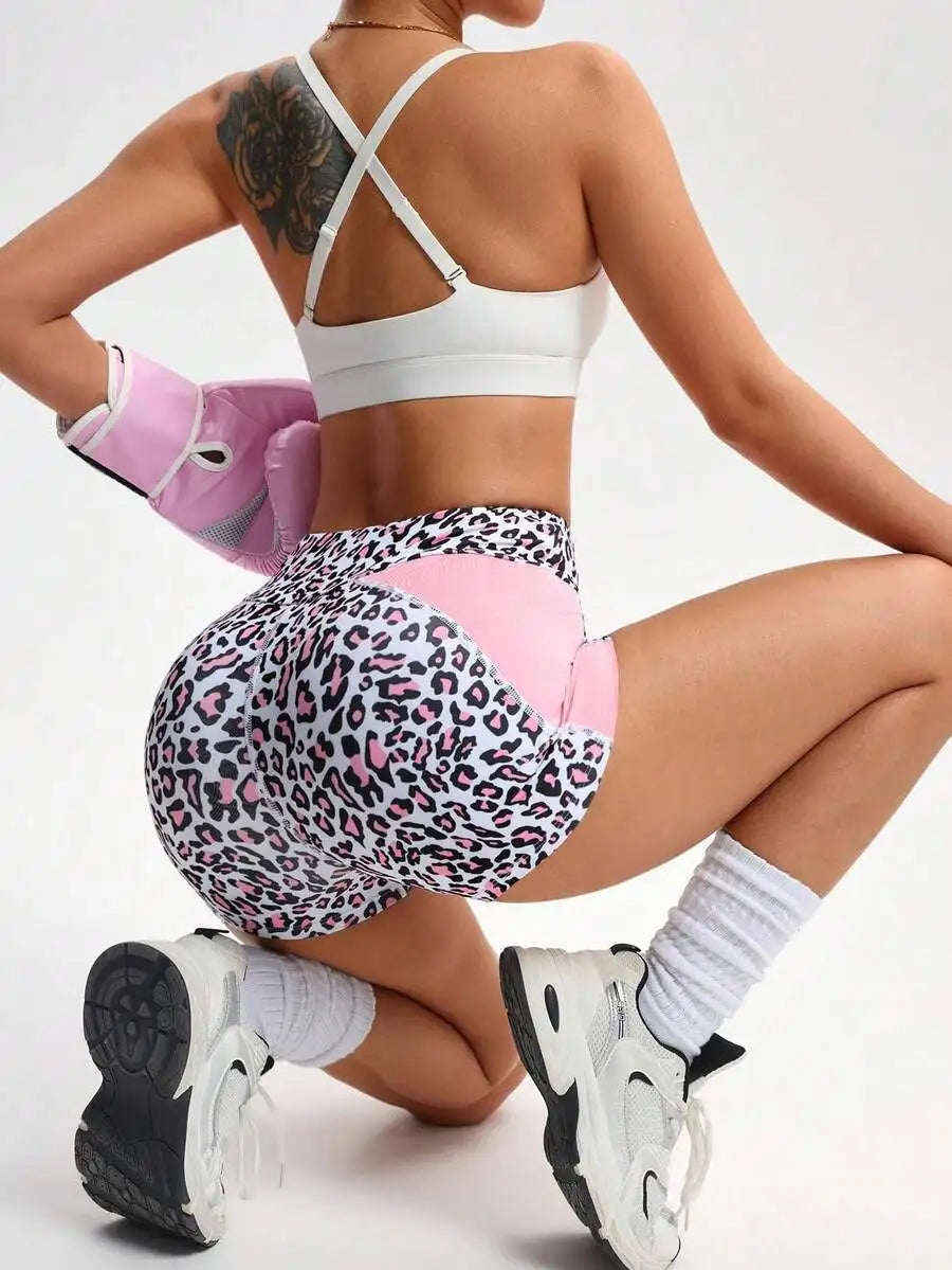 Leopard Print Yoga Shorts