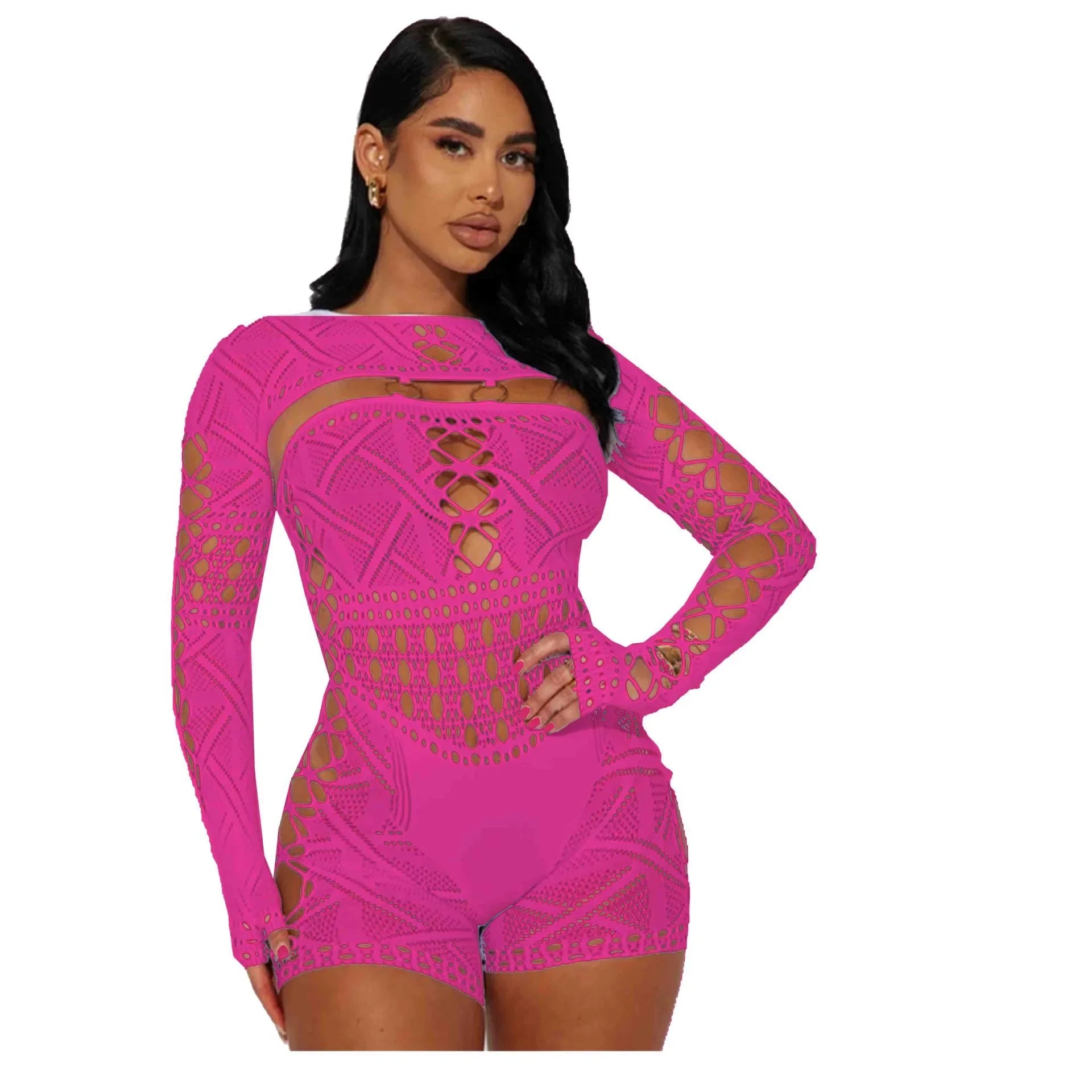 Sheer Sculpt Long Sleeve Romper