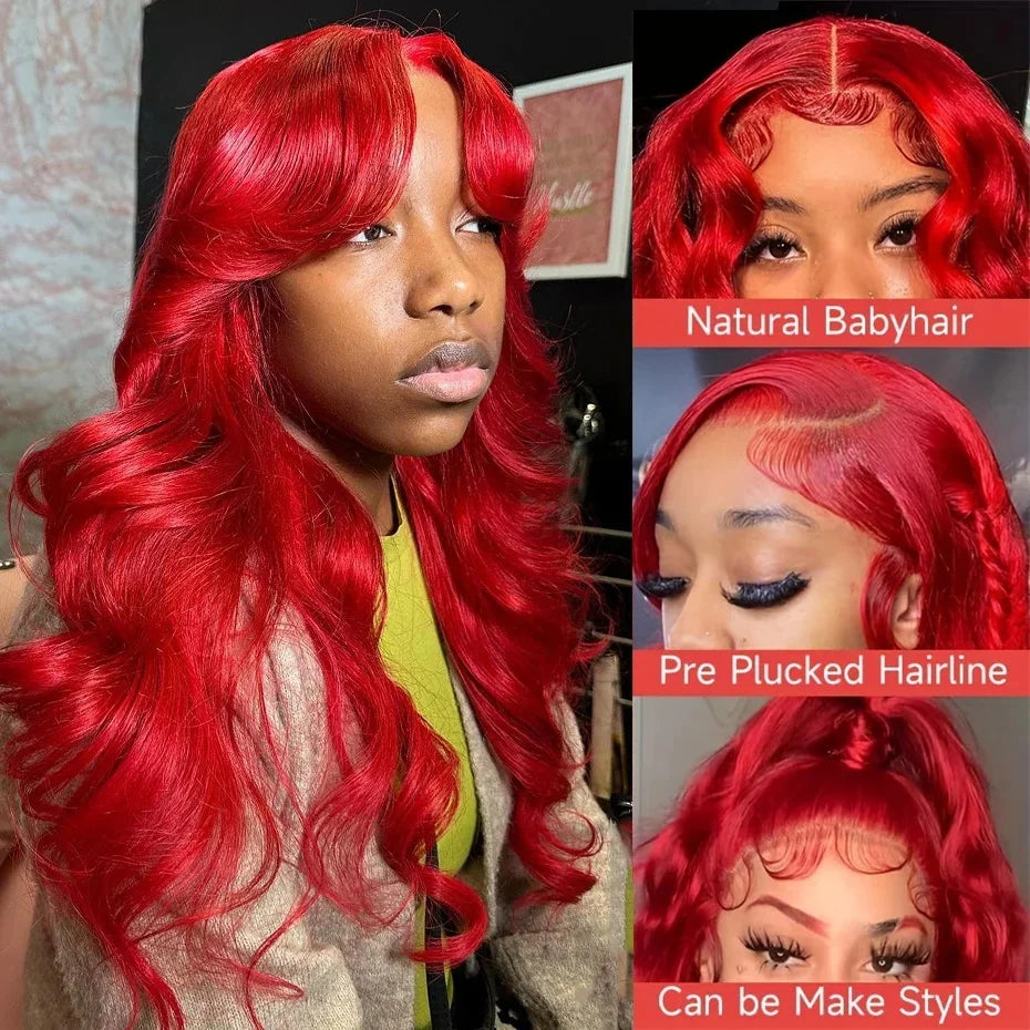 Red Body Wave HD Lace Wig – Brazilian Human Hair (13x6 / 13x4