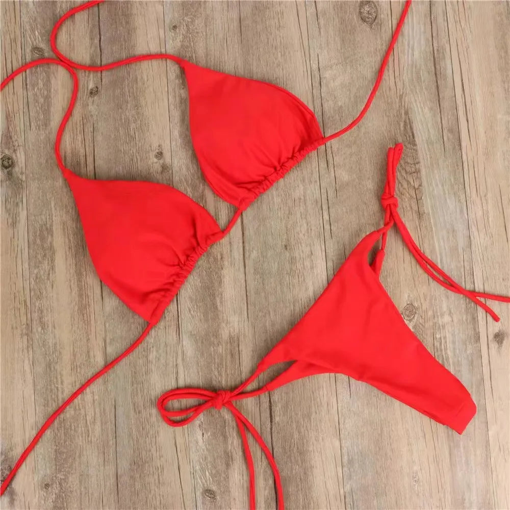 Adjustable Strap Bikini Swimsuit Three-Point Temptation Multi-Color with Chest Pad Milk Silk Polyester Fabric One Size Fits All