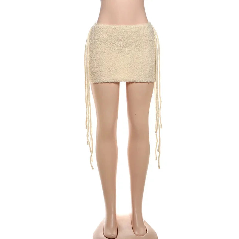 Hip-Hugging Tassel Mini Skirt